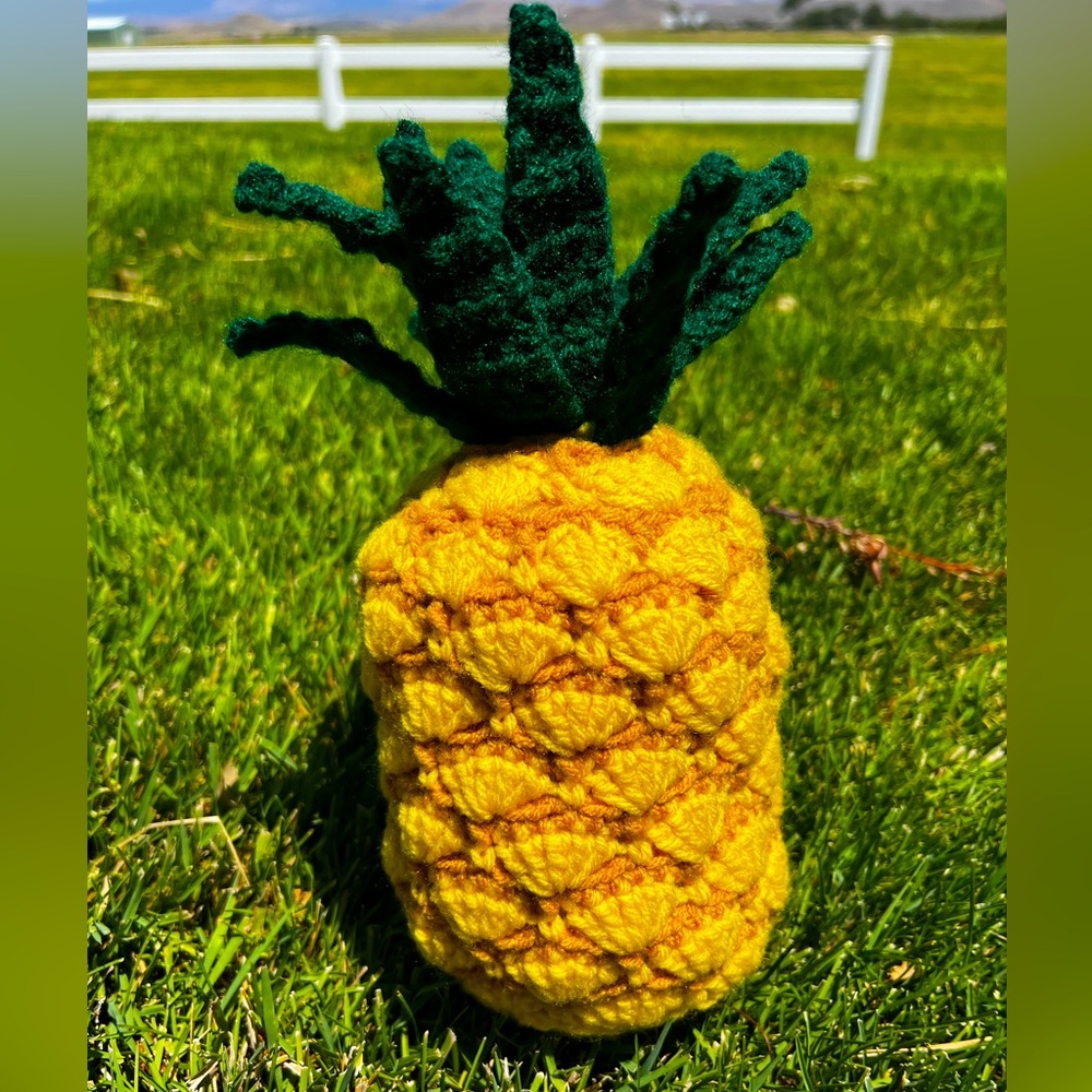 Hand Crocheted Stand Tall Pineapple Plushie Decor!